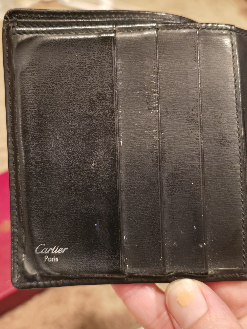Cartier Bifold wallet Cards Case Holder Black Leather Logo With Box - Picture 15 of 15